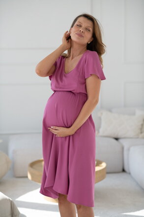 Tehotenské šaty na dojčenie Lovely Midi Dress Berry Pink SS
