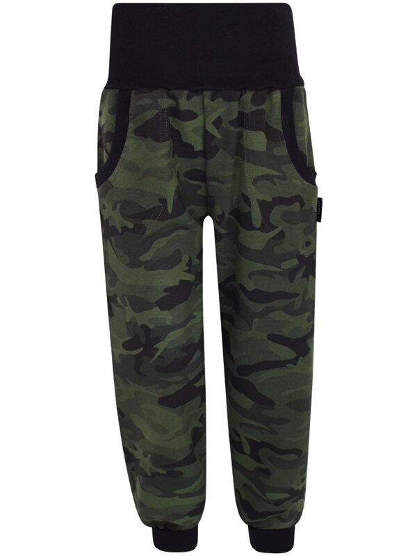 Chlapčenské maskáčové tepláky s vysokým pásom