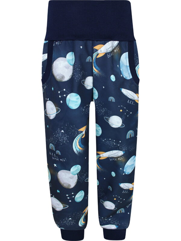 Chlapčenské elastické letné softshellové nohavice Vesmír