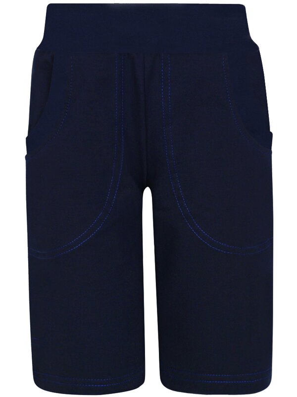 Chlapčenské tmavomodré bermudy - modrý pás