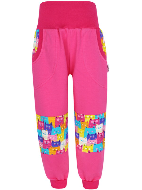 Dievčenské tepláky s dvojitými kolenami - Farebné mačky