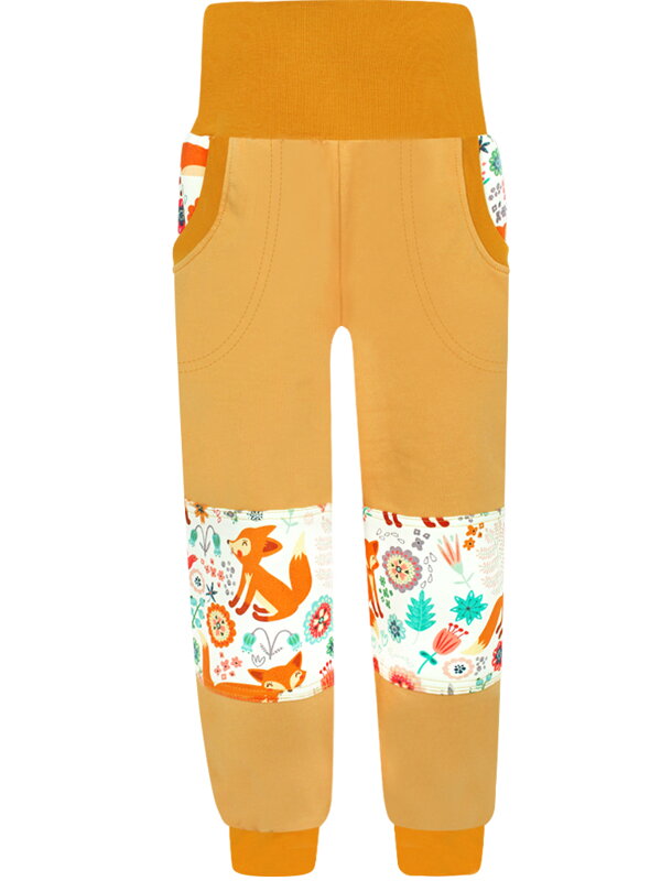 Detské tepláky s dvojitými kolenami - Líšky na lúke