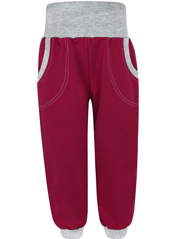 Dievčenské tepláky s vysokým pásom - vínove