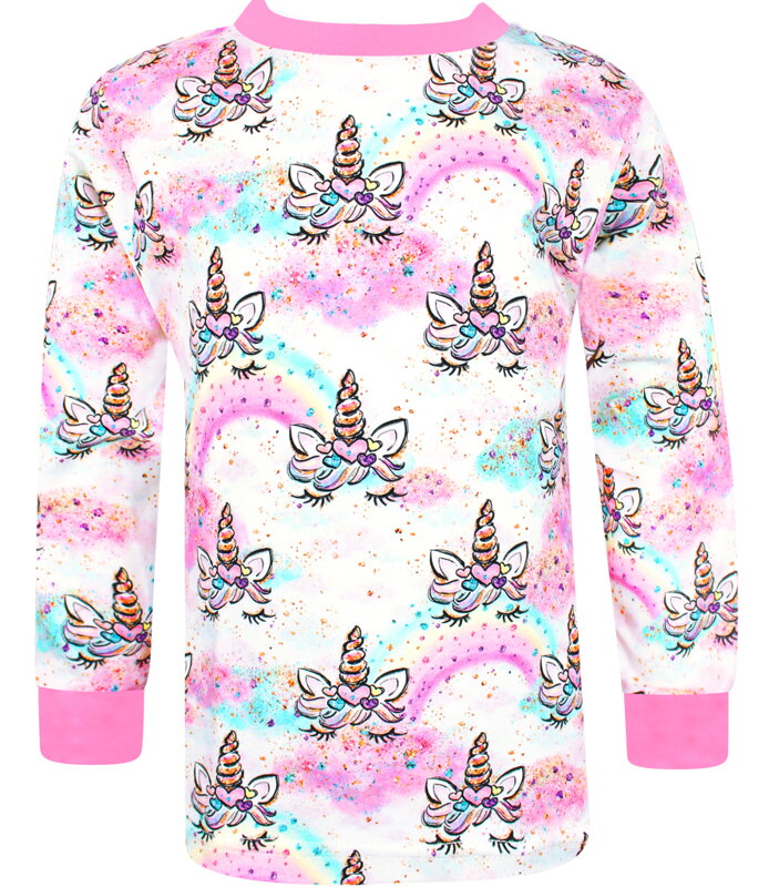 Dievčenské tričko s dlhým rukávom Jednorožci, ružové