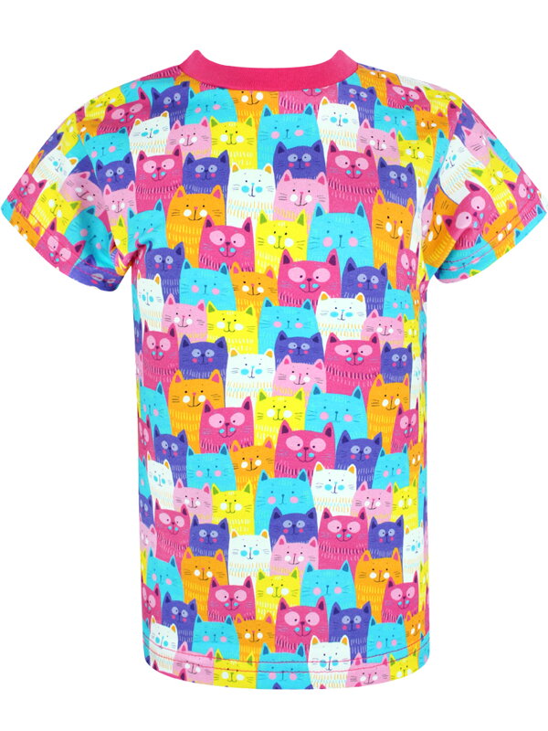 Dievčenské tričko s krátkym rukávom Farebné mačky