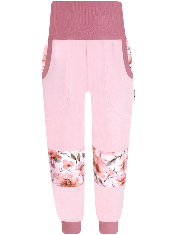 Dievčenské tepláky s dvojitými kolenami - Kvety