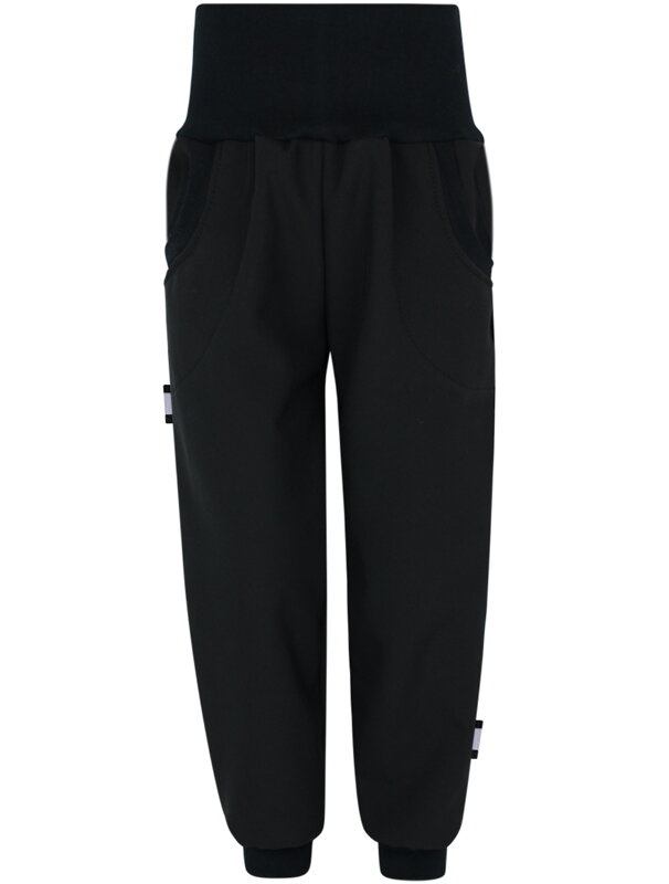 Detské zateplené softshellové nohavice s fleecom,čierne