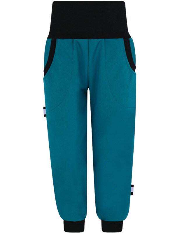 Detské softshellové nohavice s fleecom,petrolejové 