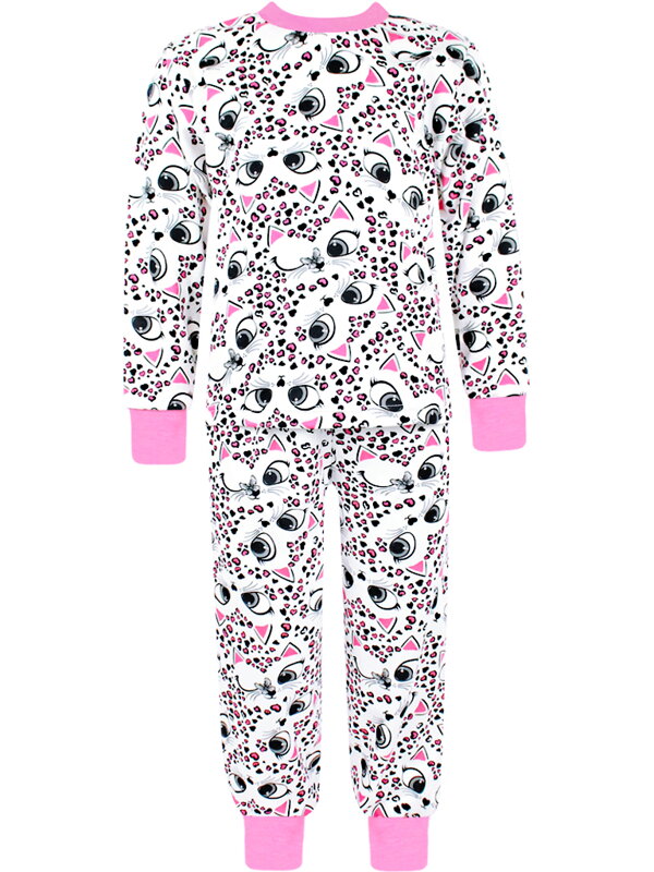 Rastúce dievčenské pyžamo s dlhým rukávom – Mačičky a srdiečka