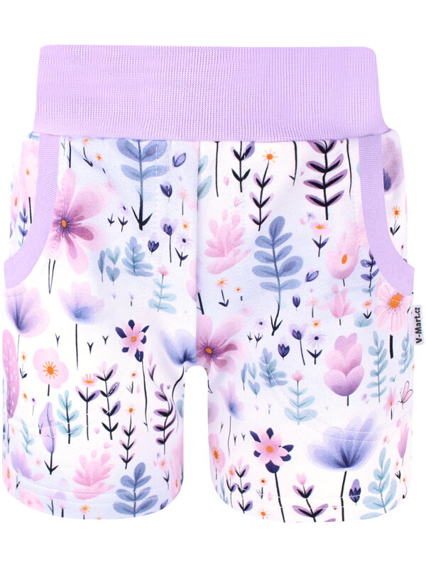 Dievčenské kraťasy Kvetinky (s gumou v páse)