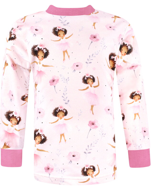 Dievčenské tričko s dlhým rukávom Baleríny, ružová