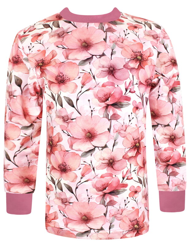 Dievčenské tričko s dlhým rukávom Kvetiny