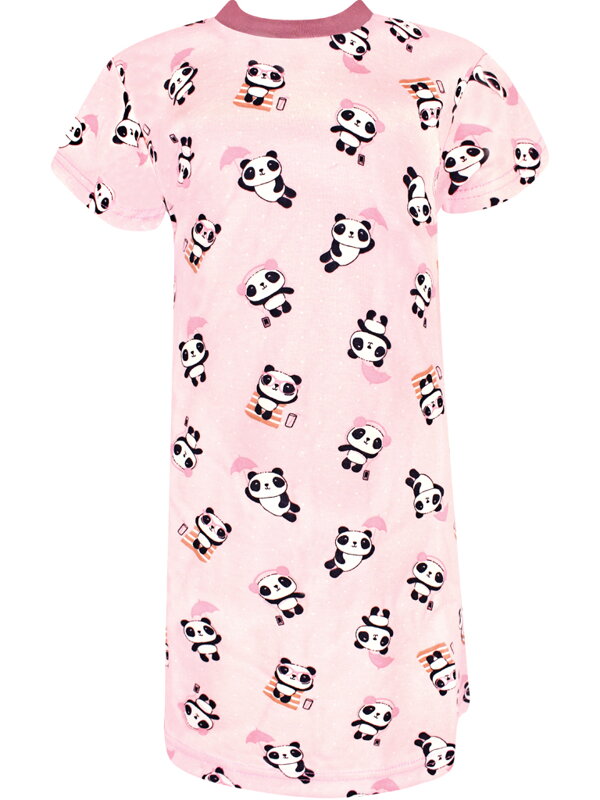 Dievčenská nočná košeľa s krátkym rukávom Pandy