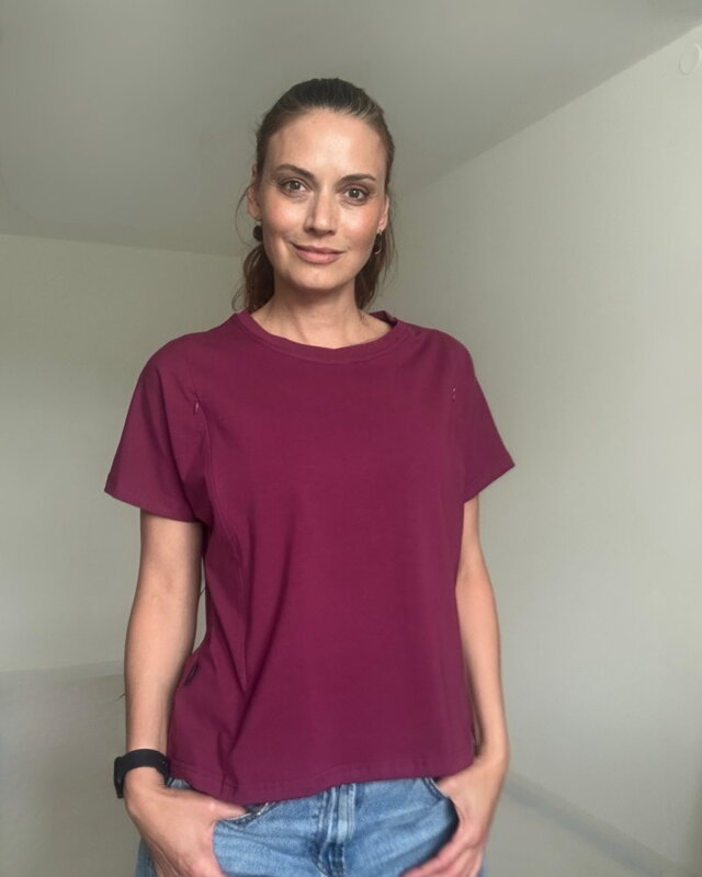 Tričko na dojčenie so zipsom Kira, oversized – cyklámenové S/M