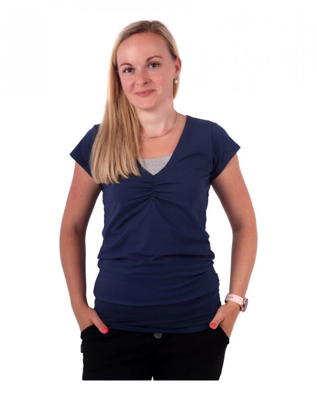 Jožánek Tričko na dojčenie Lea, krátky rukáv, tmavo modré (jeans) S/M