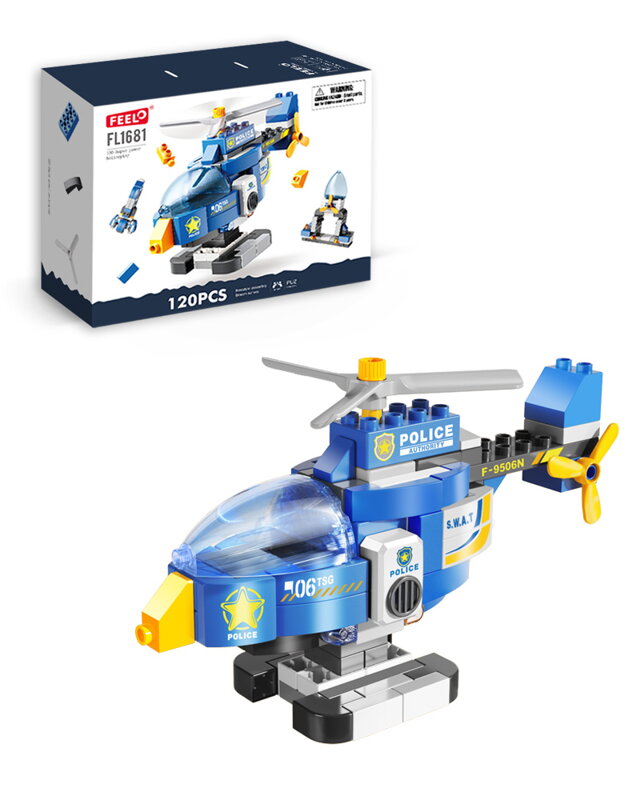 Stavebnica policajný vrtuľník, 120 dielikov, pre deti od 3 rokov