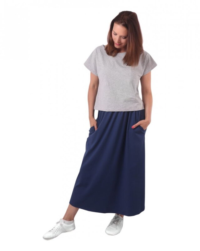 Jožánek Dámska dlhá sukňa s vreckami Linda – jeans modrá XS/S