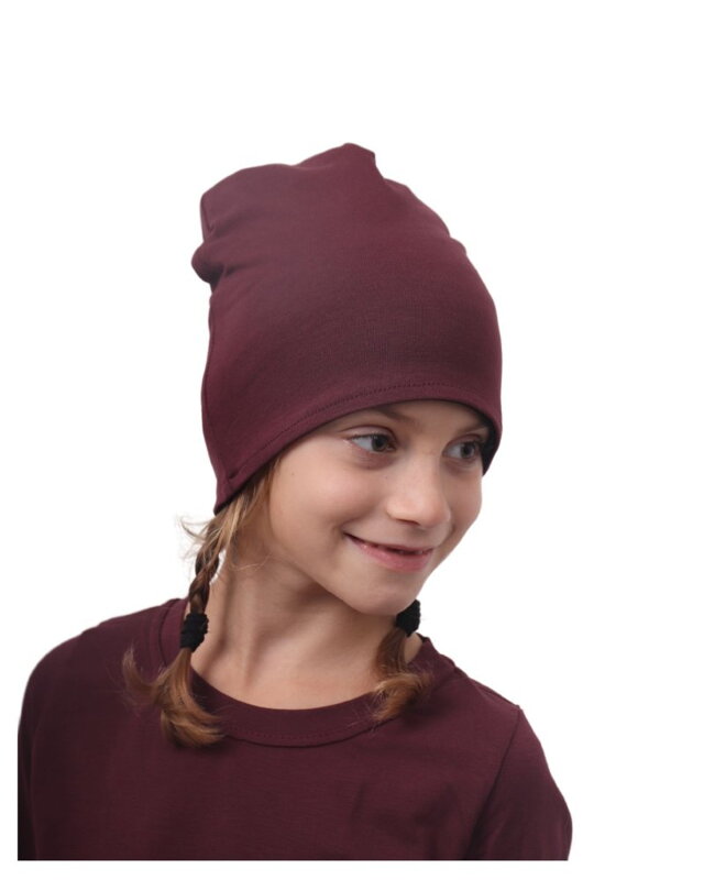 Detská bavlnená čiapka, obojstranná, čierna + bordo