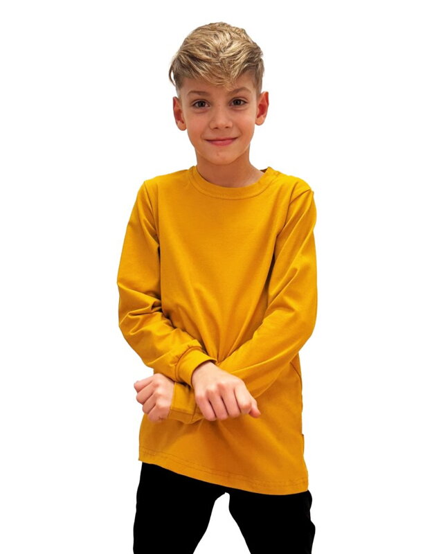 Detské tričko, dlhý rukáv, horčicové 