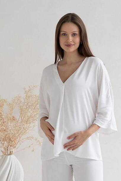 Tehotenská a dojčiaca blúzka Mamafullness White