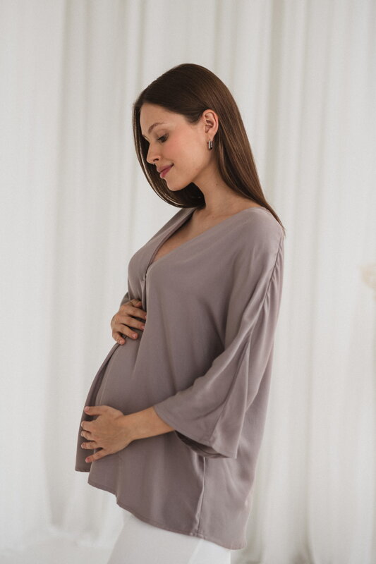 Tehotenská a dojčiaca blúzka Mamafullness Beige